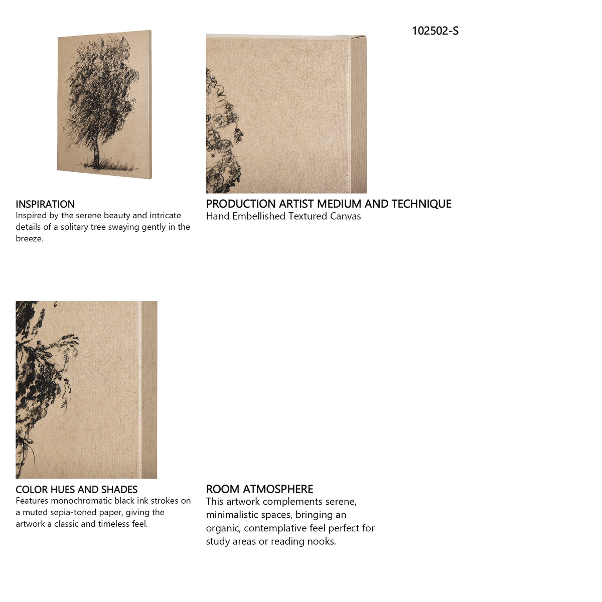 Tree Drawing II by Mercana Studio a Hand Embellished Textured Canvas