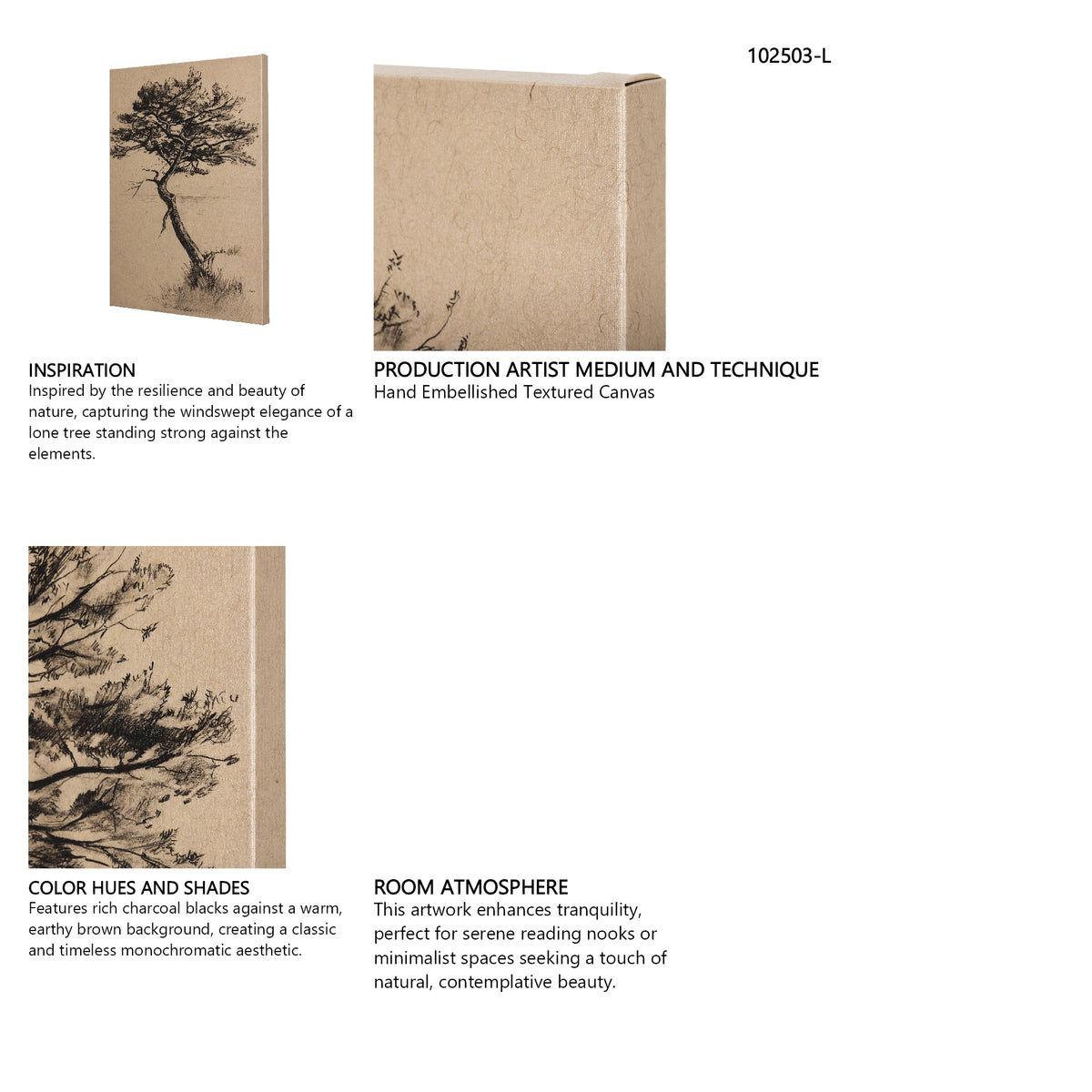 Tree Drawing III by Mercana Studio a Hand Embellished Textured Canvas