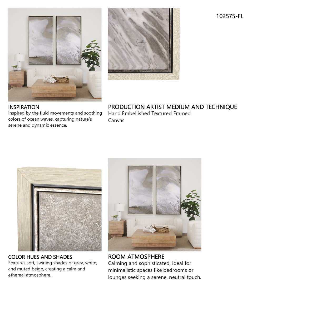 Sandy Waves IV by Mercana Studio a Hand Embellished Textured Framed Canvas from Mercana - Luna Furniture