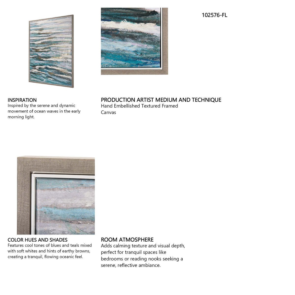 Sunshine Glare on The Waves I by Mercana Studio a Hand Embellished Textured Framed Canvas from Mercana - Luna Furniture