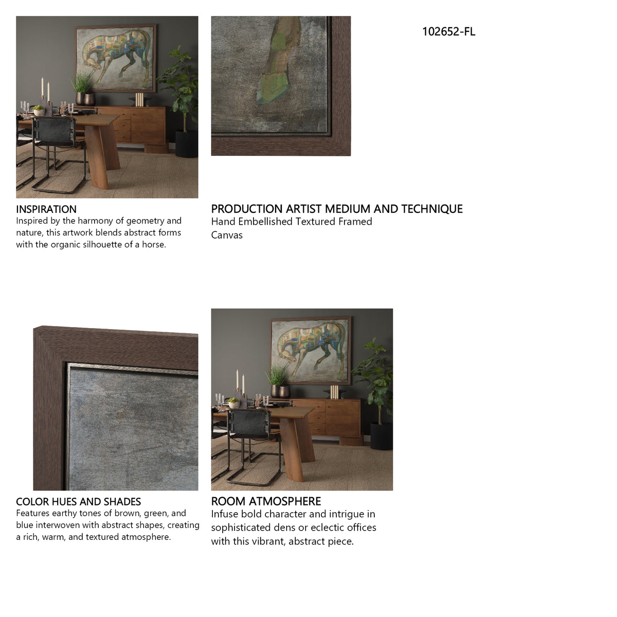 Mosaic Horse I by Mercana Studio a Hand Embellished Textured Framed Canvas from Mercana - Luna Furniture