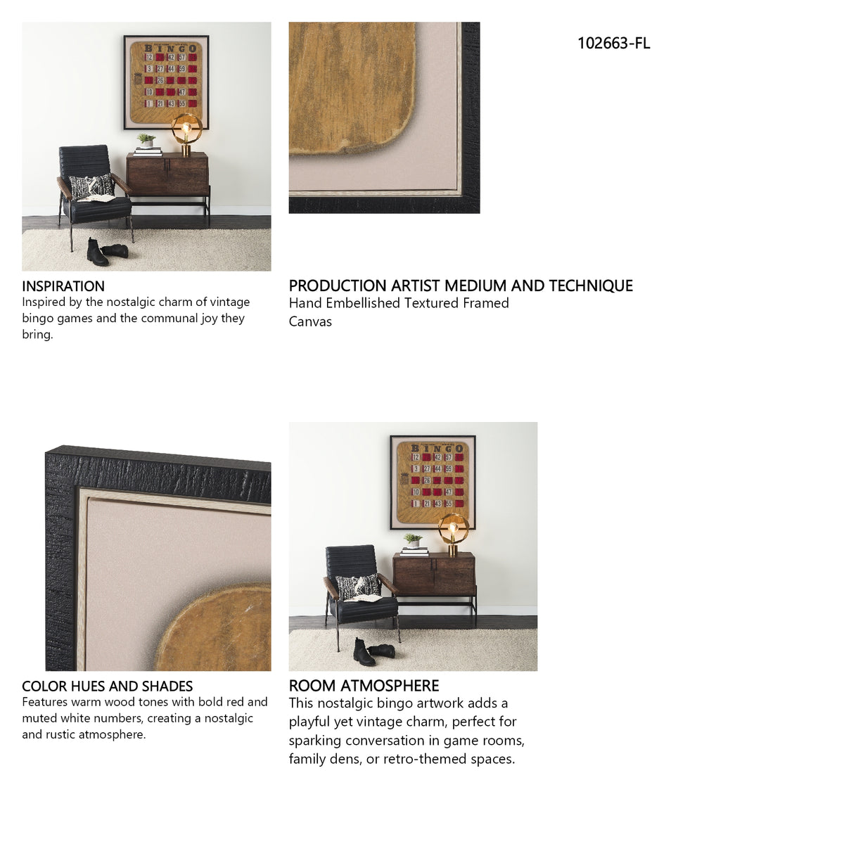 Chasing Numbers III Bingo Card by Mercana Studio a Hand Embellished Textured Framed Canvas from Mercana - Luna Furniture