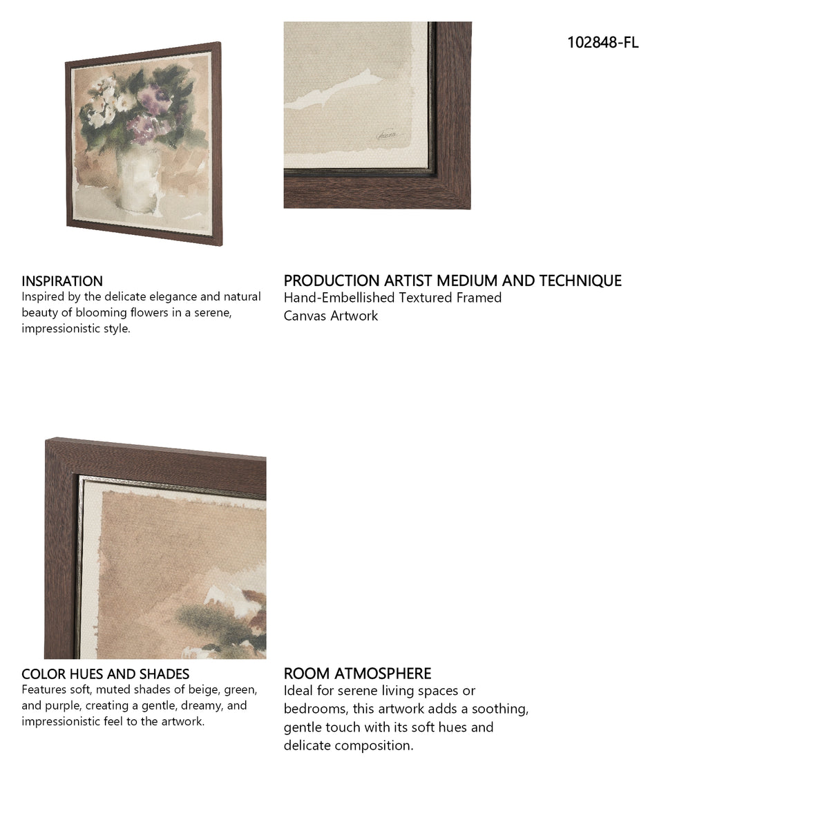 Violet by Mercana Studio Hand-Embellished Textured Framed Canvas Artwork