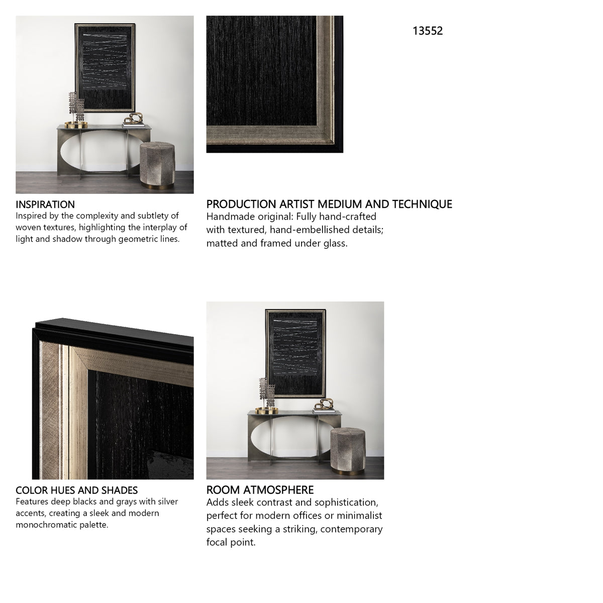 OM-Silver Lines by Studio M a handmade Original Framed Artwork under Glass from Mercana - Luna Furniture