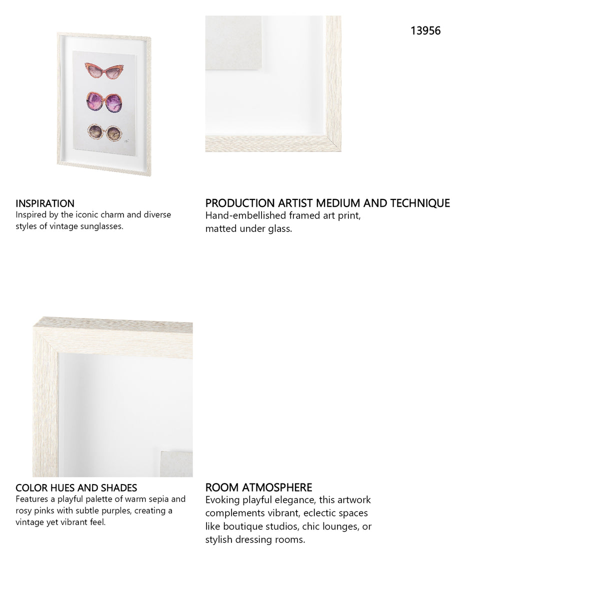 Sunglass Collection II by Mercana Studio Hand Embellished Framed Art Print Matted under Glass from Mercana - Luna Furniture