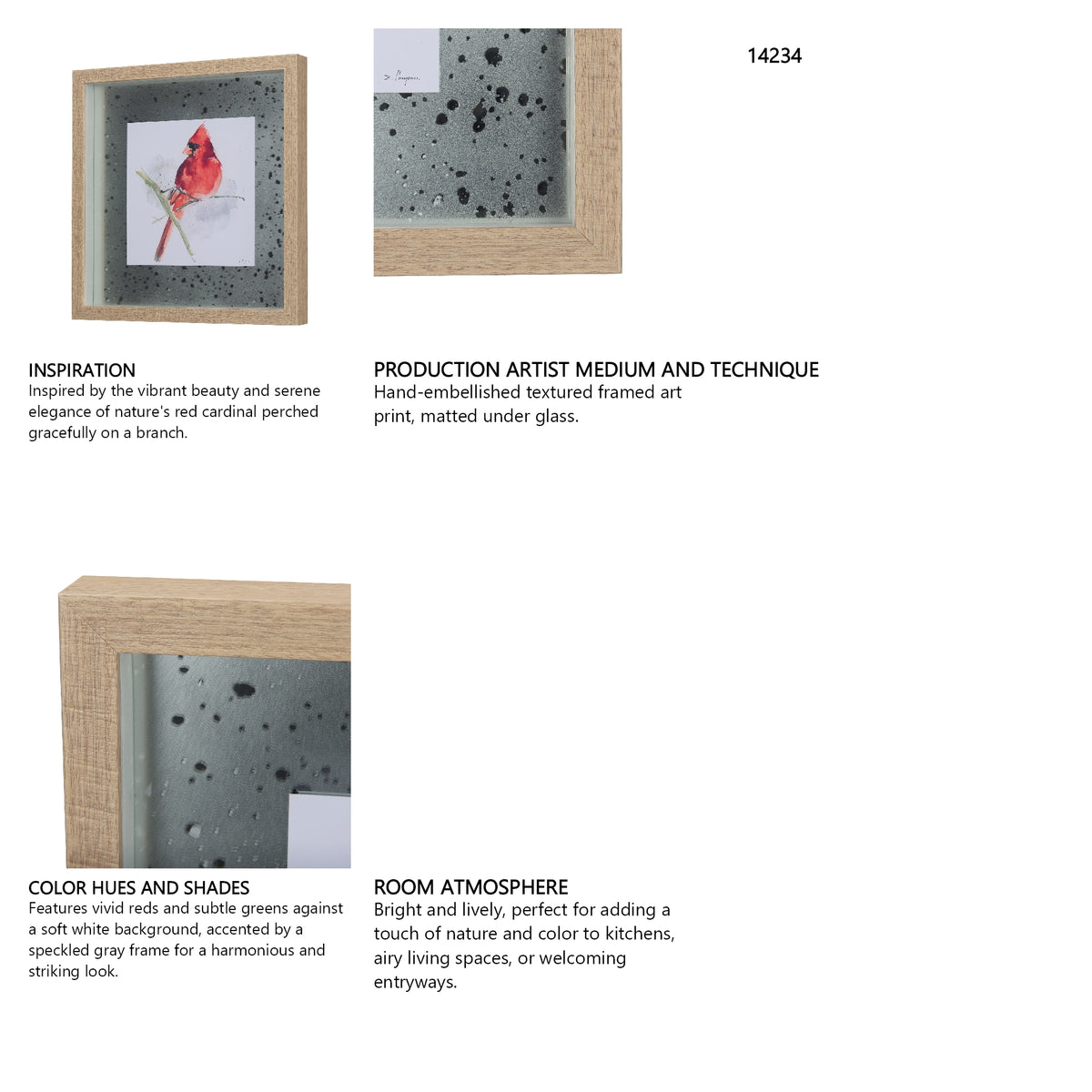 Cardinal I by Mercana Studio a Hand Embellished Textured Framed Art Print Matted under Glass from Mercana - Luna Furniture