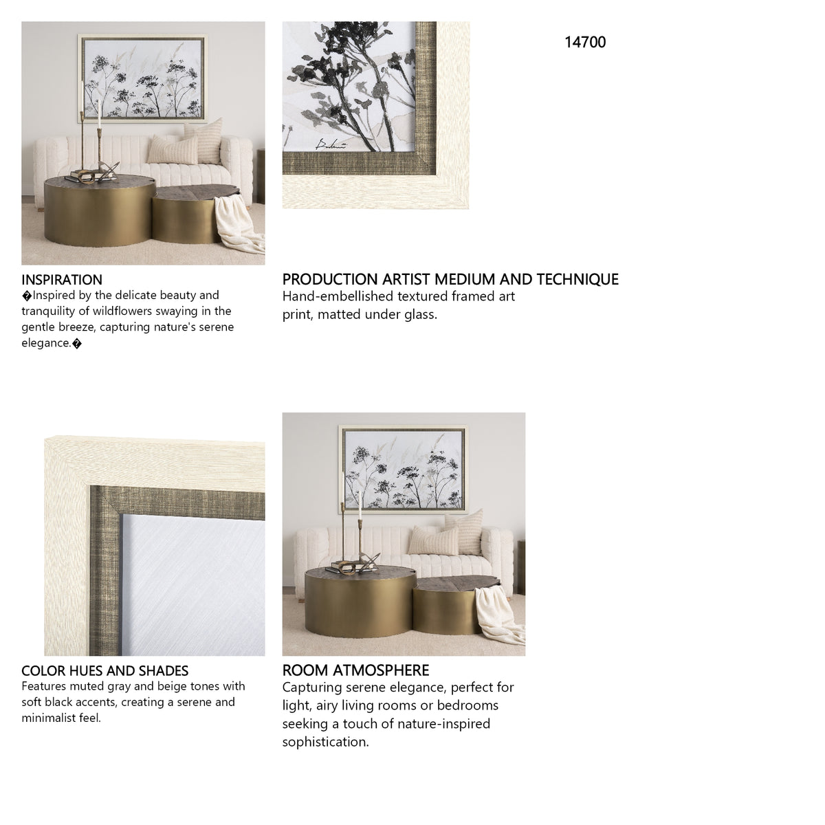 Meadow by Mercana Studio a Hand Embellished Textured Framed Art Print Matted under Glass from Mercana - Luna Furniture