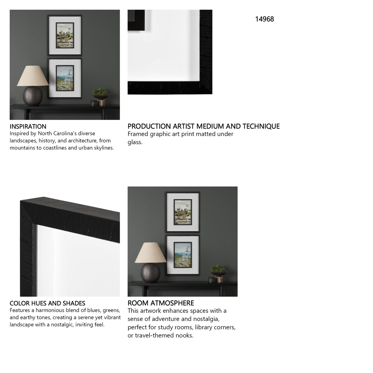 North Carolina by Mercana Studio a Framed Art Print Matted under Glass from Mercana - Luna Furniture