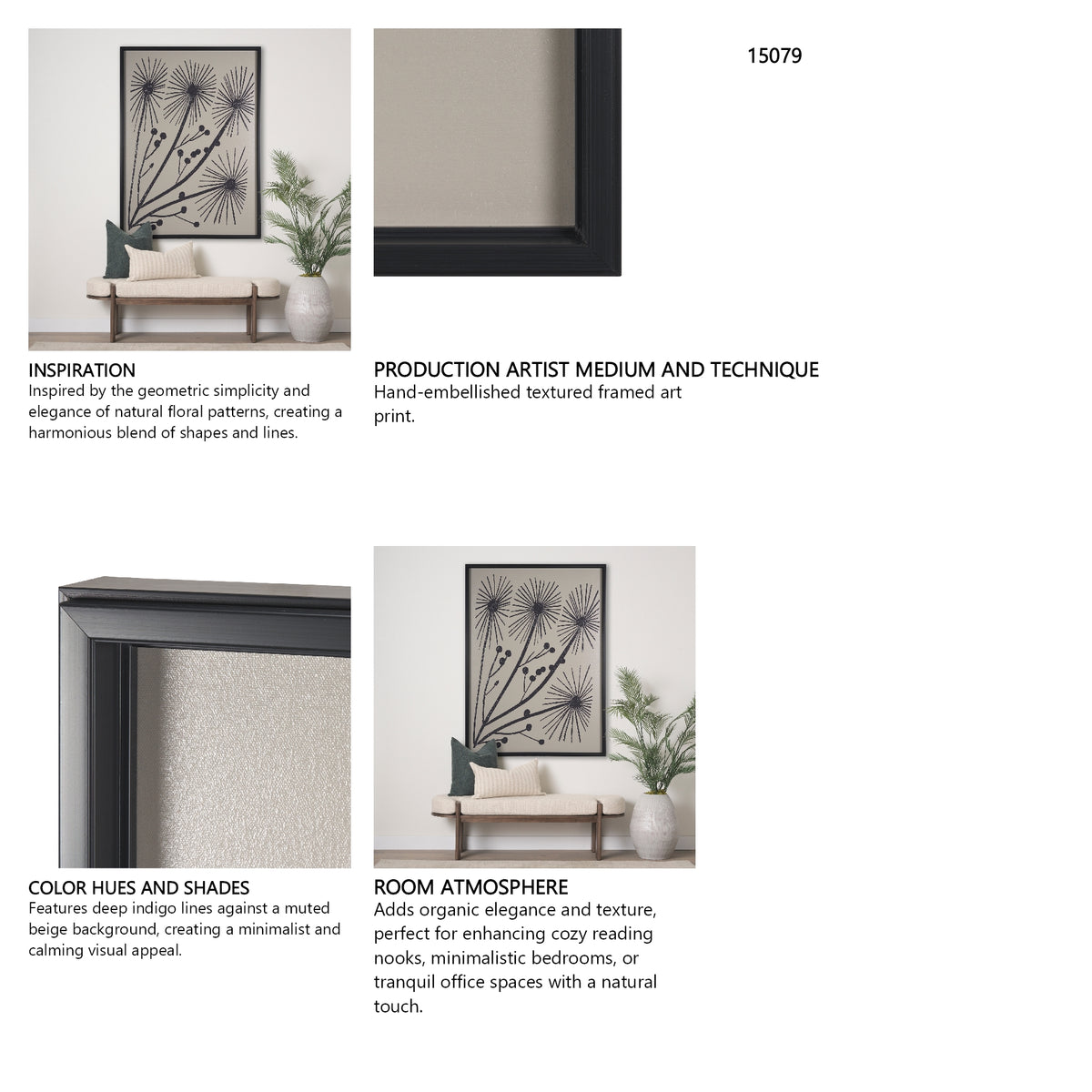 Simple Floral-Grow by Mercana Studio a Hand Embellished Textured Framed Art Print from Mercana - Luna Furniture