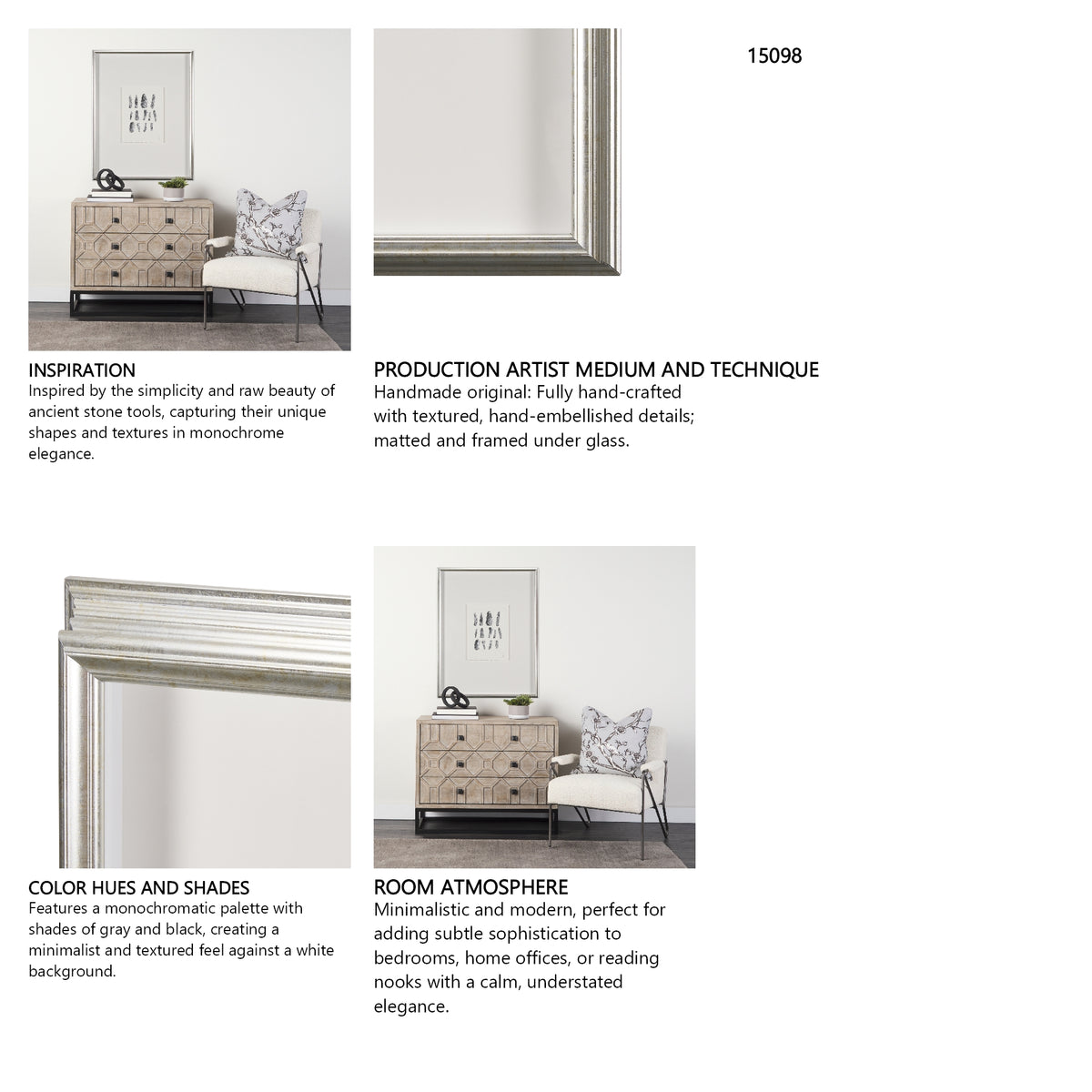 Silver Pebbles by Studio M a handmade Original Framed Artwork under Glass from Mercana - Luna Furniture