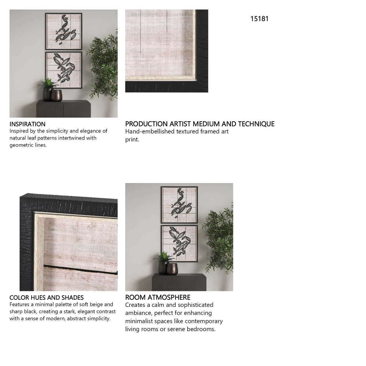 Papyrus Foliage I by Mercana Studio a Hand Embellished Textured Framed Art Print from Mercana - Luna Furniture