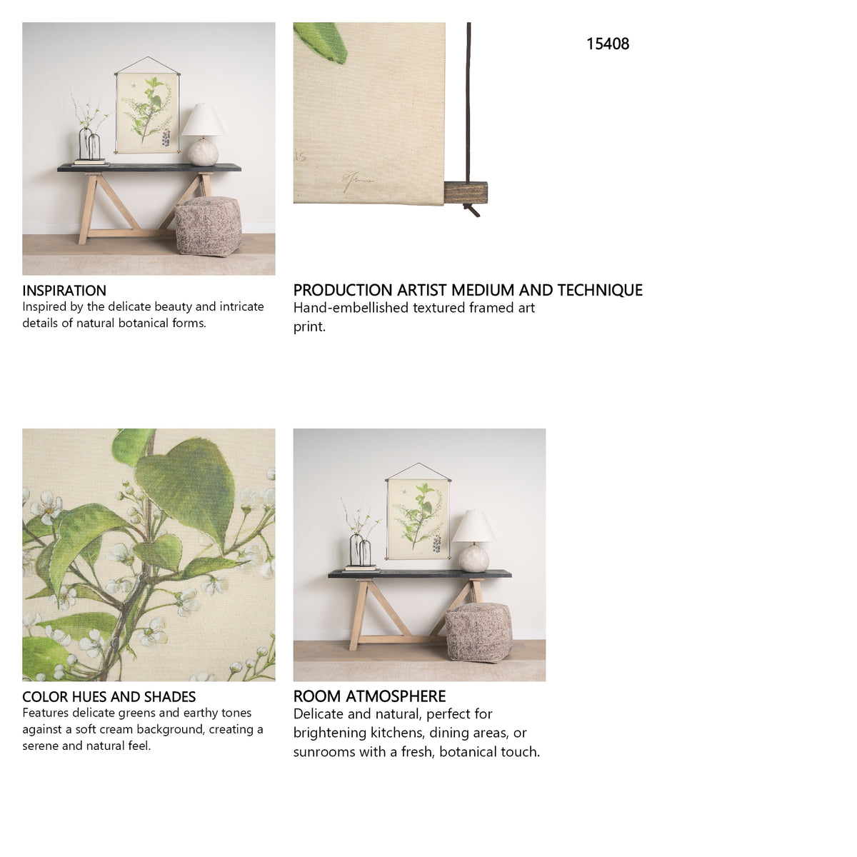 Botanical Study-Prunus Padus by Mercana Studio a Hand Embelished Textured Framed Art Print from Mercana - Luna Furniture