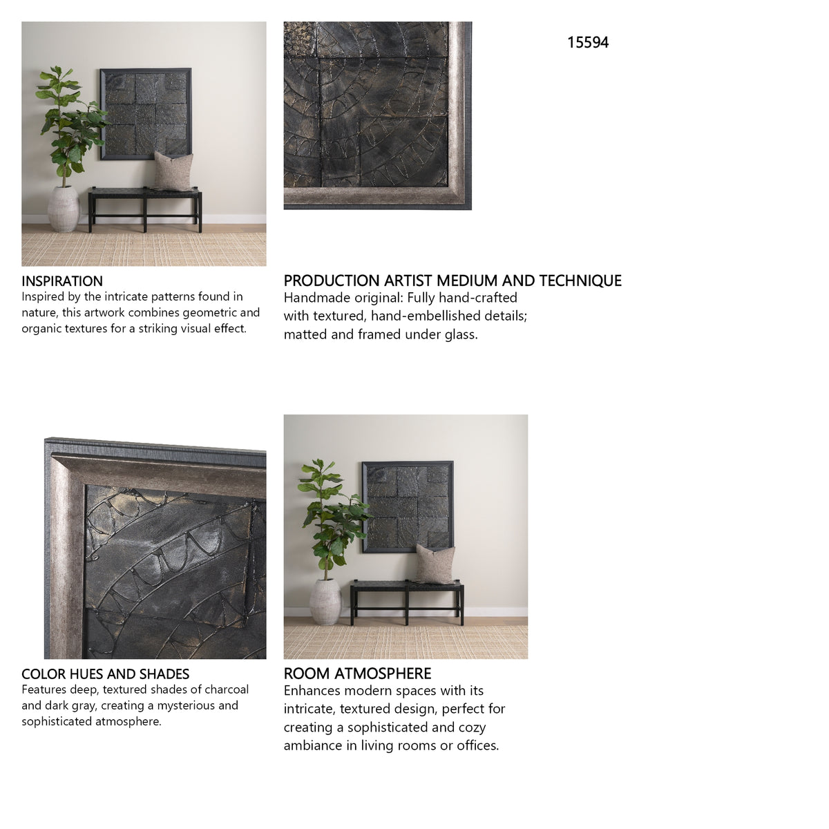 Layered Alloy I by Studio M a handmade Original 3D Textured Framed Artwork from Mercana - Luna Furniture