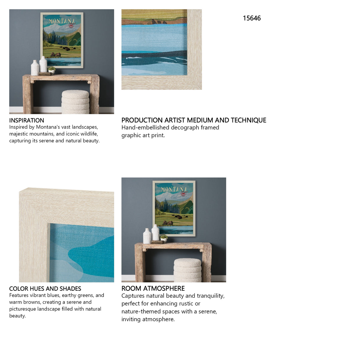 Montana Go USA (L) by Mercana Studio a Hand Embellished Decograph Framed Art Print from Mercana - Luna Furniture