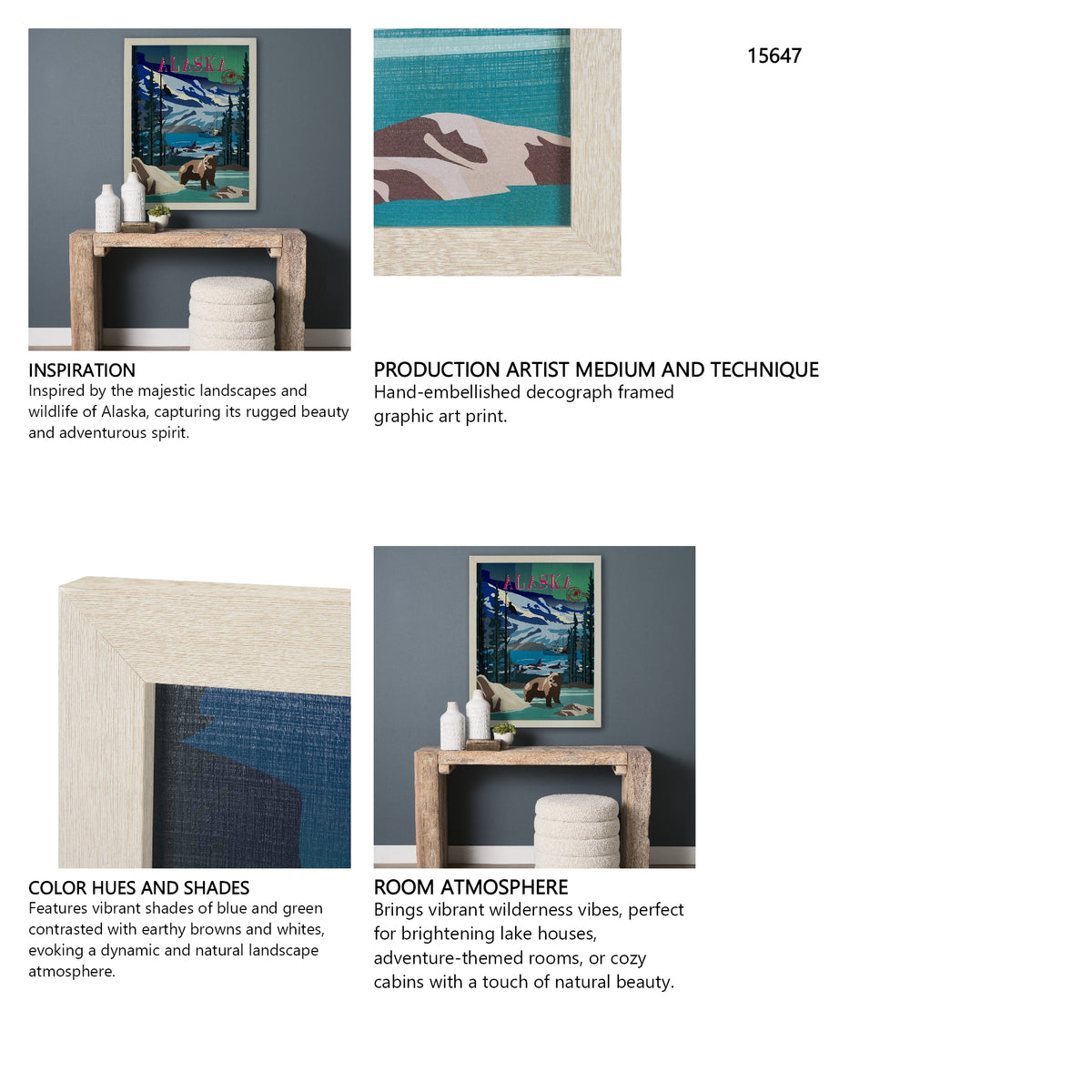 Alaska Go USA (L) by Mercana Studio a Hand Embellished Decograph Framed Art Print from Mercana - Luna Furniture