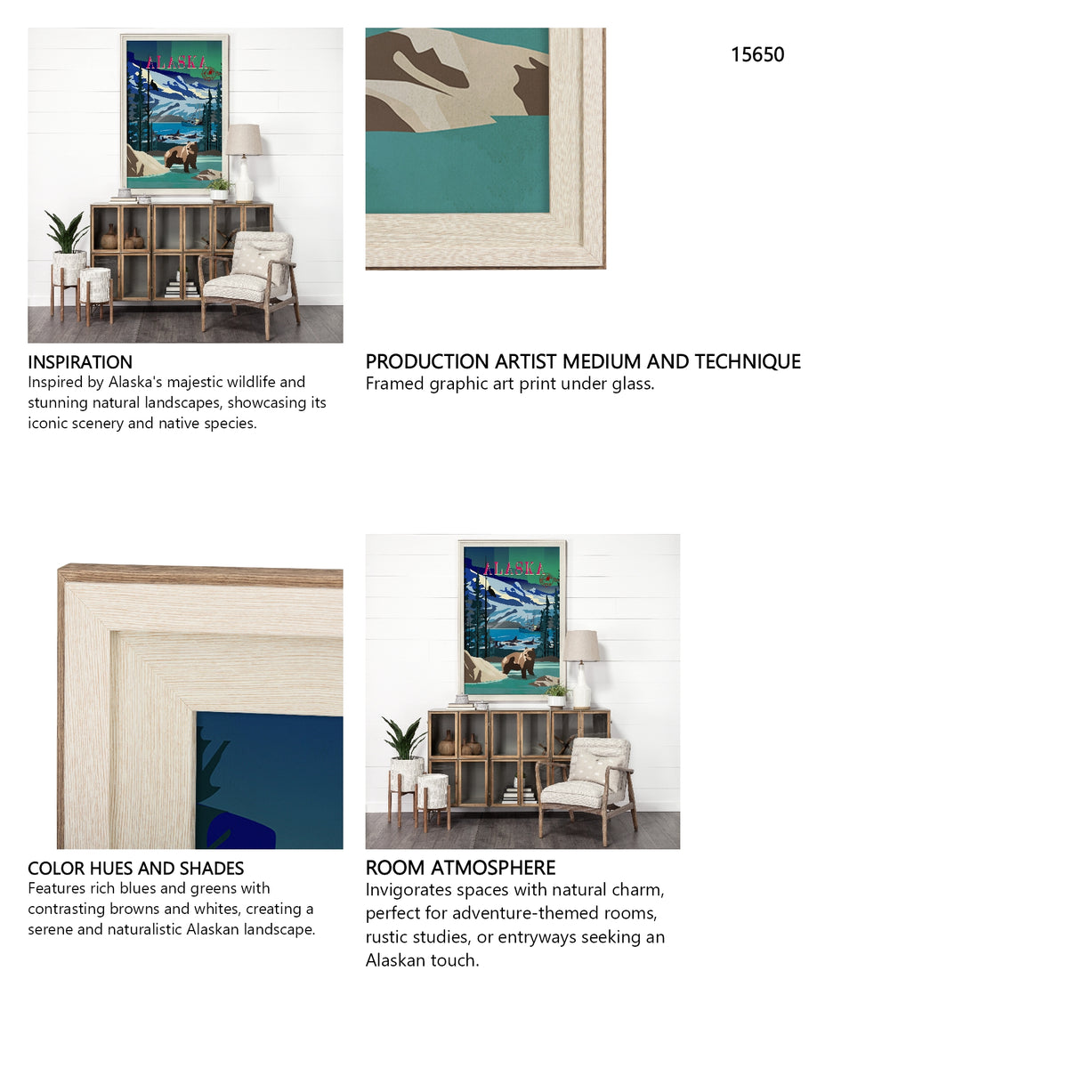 Alaska Go USA (XL) by Mercana Studio a Hand Embellished Decograph Framed Art Print under Glass from Mercana - Luna Furniture
