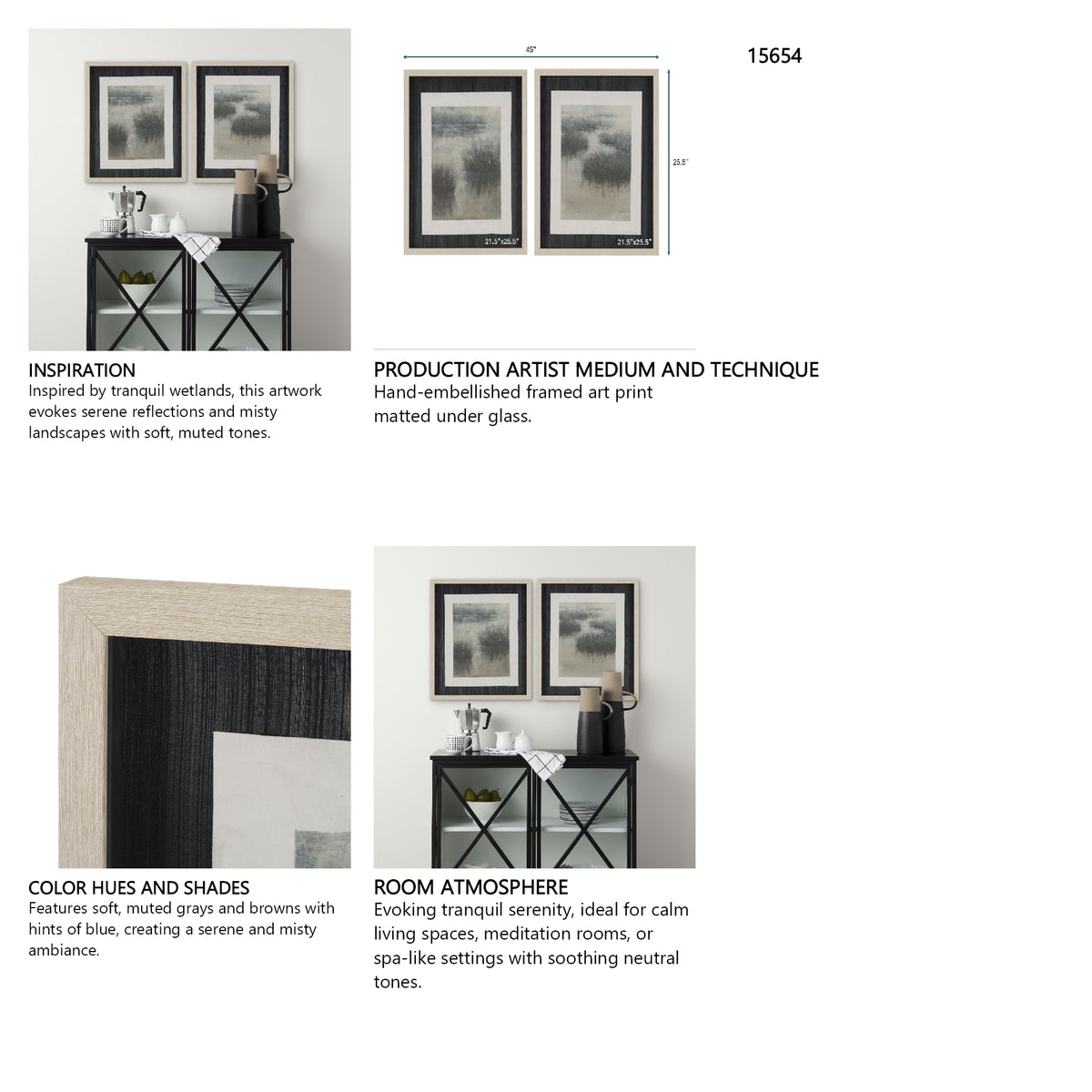 Water Grasses (Set of 2) by Mercana Studio a Hand Embellished Framed Art Print Matted under Glass from Mercana - Luna Furniture