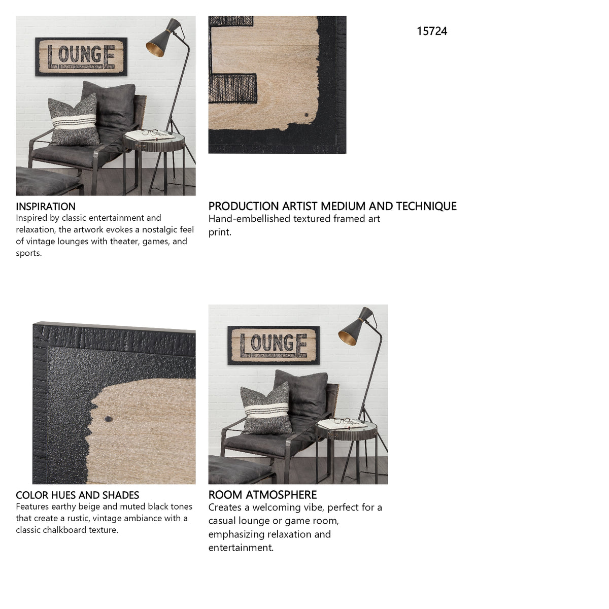 Lounge SM by Mercana Studio a Hand Embellished Framed Art Print from Mercana - Luna Furniture
