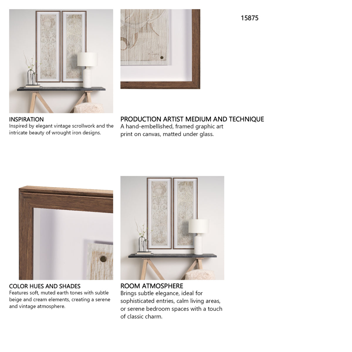 Panel Etching II by Mercana Studio a Hand Embellished Framed Art Print under Glass from Mercana - Luna Furniture