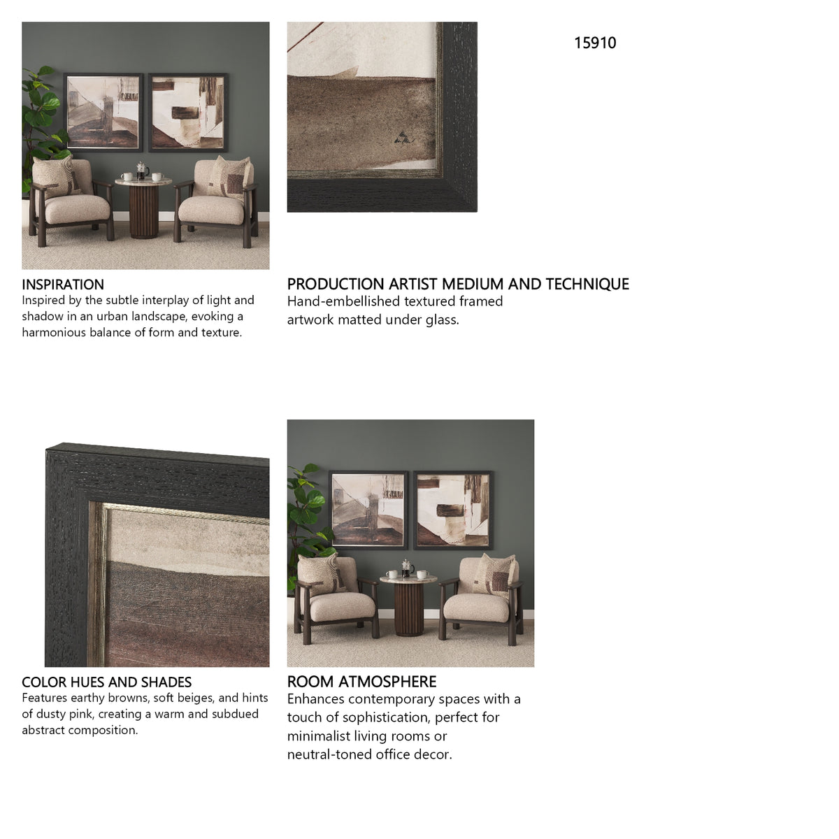Quiet Constructs II by Mercana Studio Hand Embelished Textured Framed Artwork Matted from Mercana - Luna Furniture