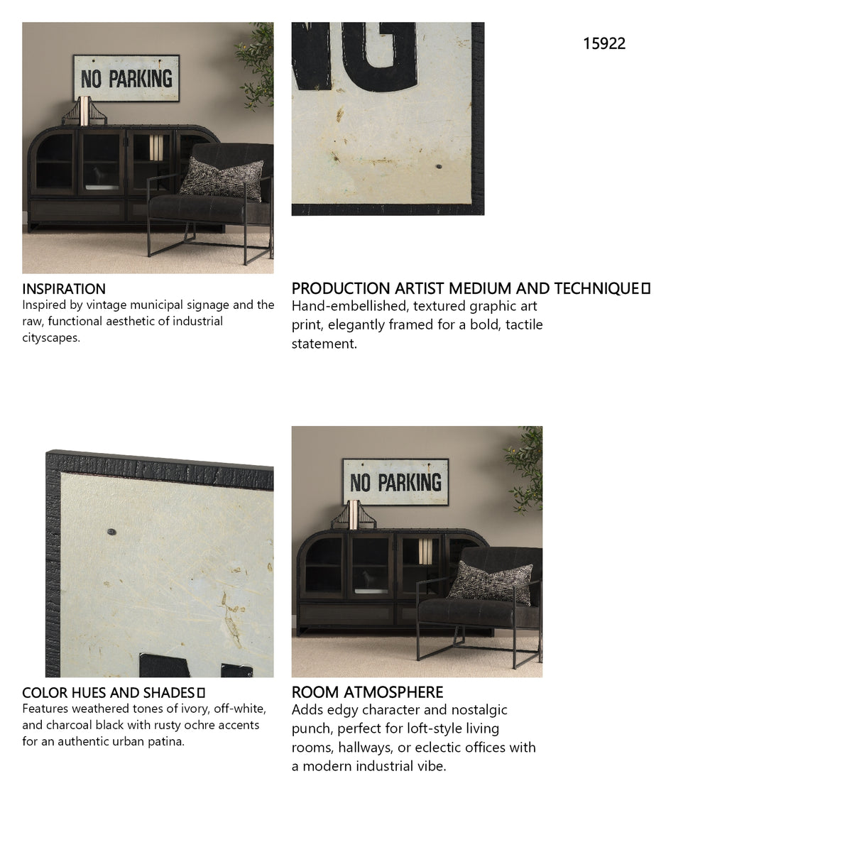 No Parking LG by Mercana Studio Hand Embelished Textured Framed Artwork Matted from Mercana - Luna Furniture