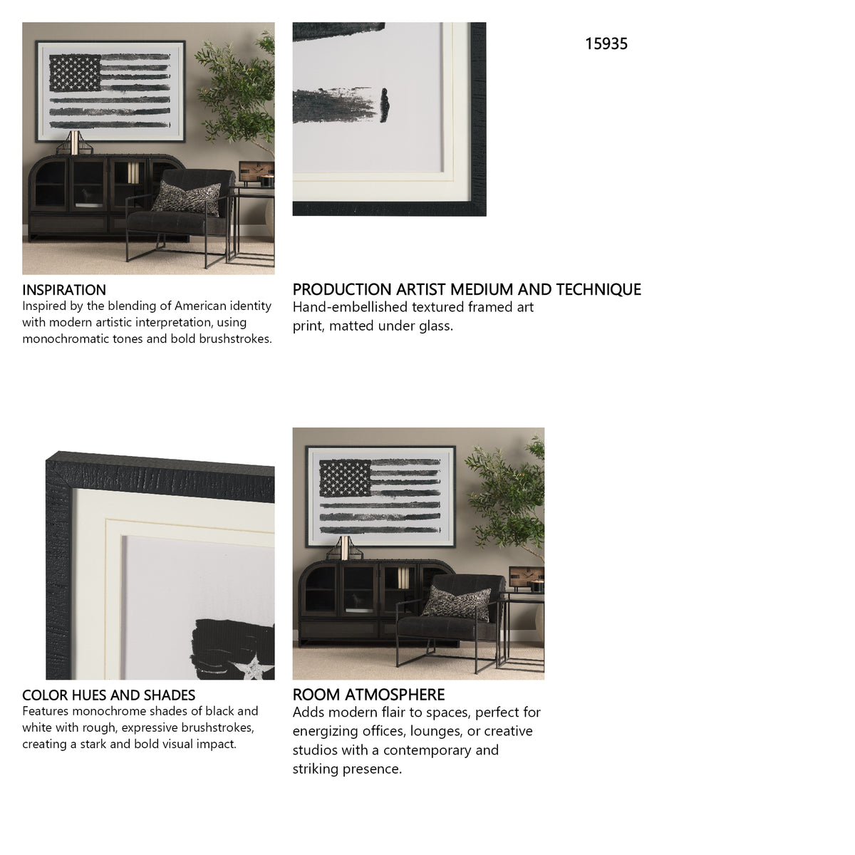 Liberty by Mercana Studio Hand Embelished Textured Framed Artwork Matted under Glass from Mercana - Luna Furniture