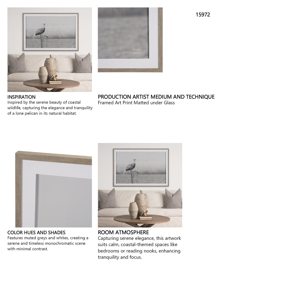 Pelican Stories by Nathan Larson Framed Art Print Matted under Glass from Mercana - Luna Furniture