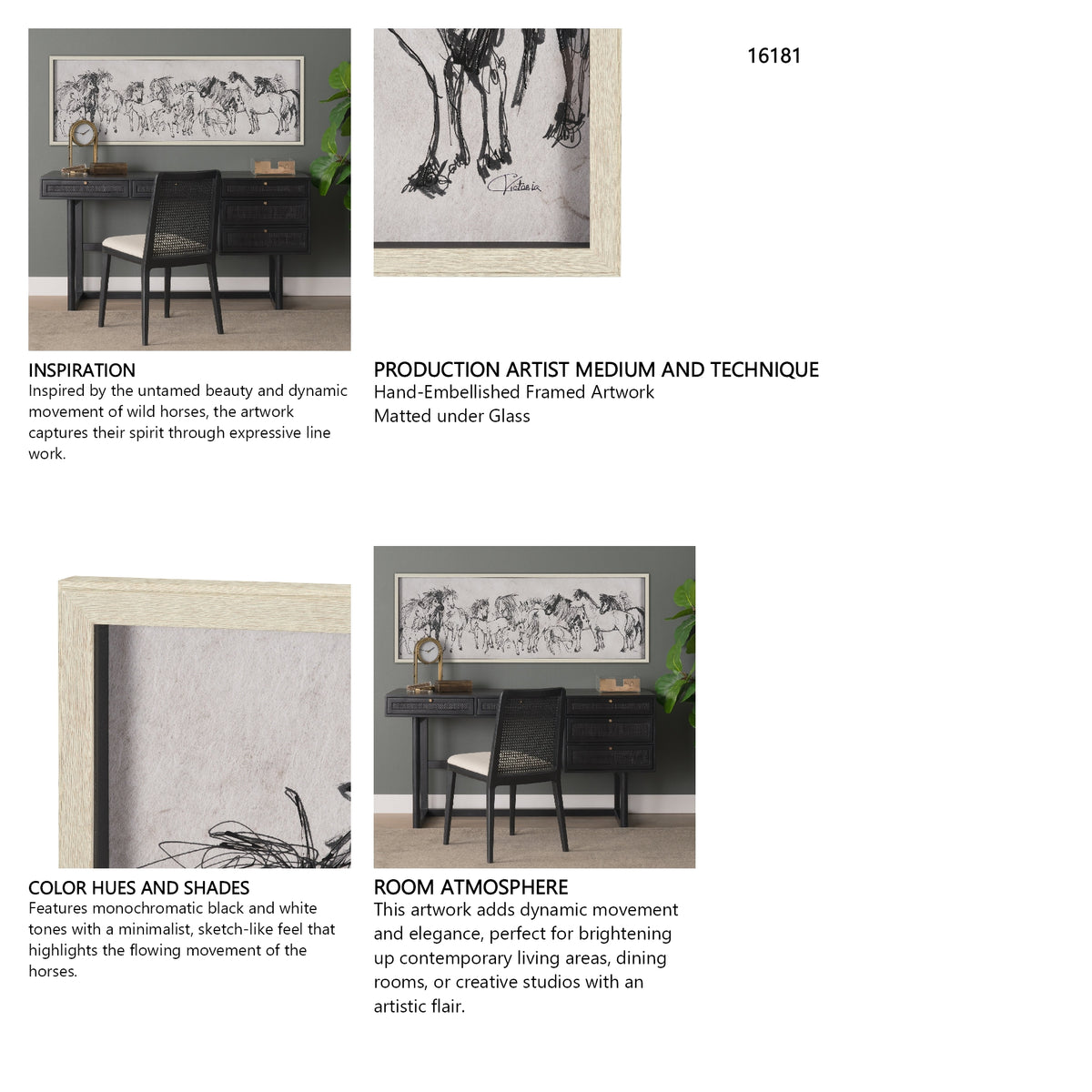 Pony Sketches II by Mercana Studio Hand-Embellished Framed Artwork Matted under Glass from Mercana - Luna Furniture