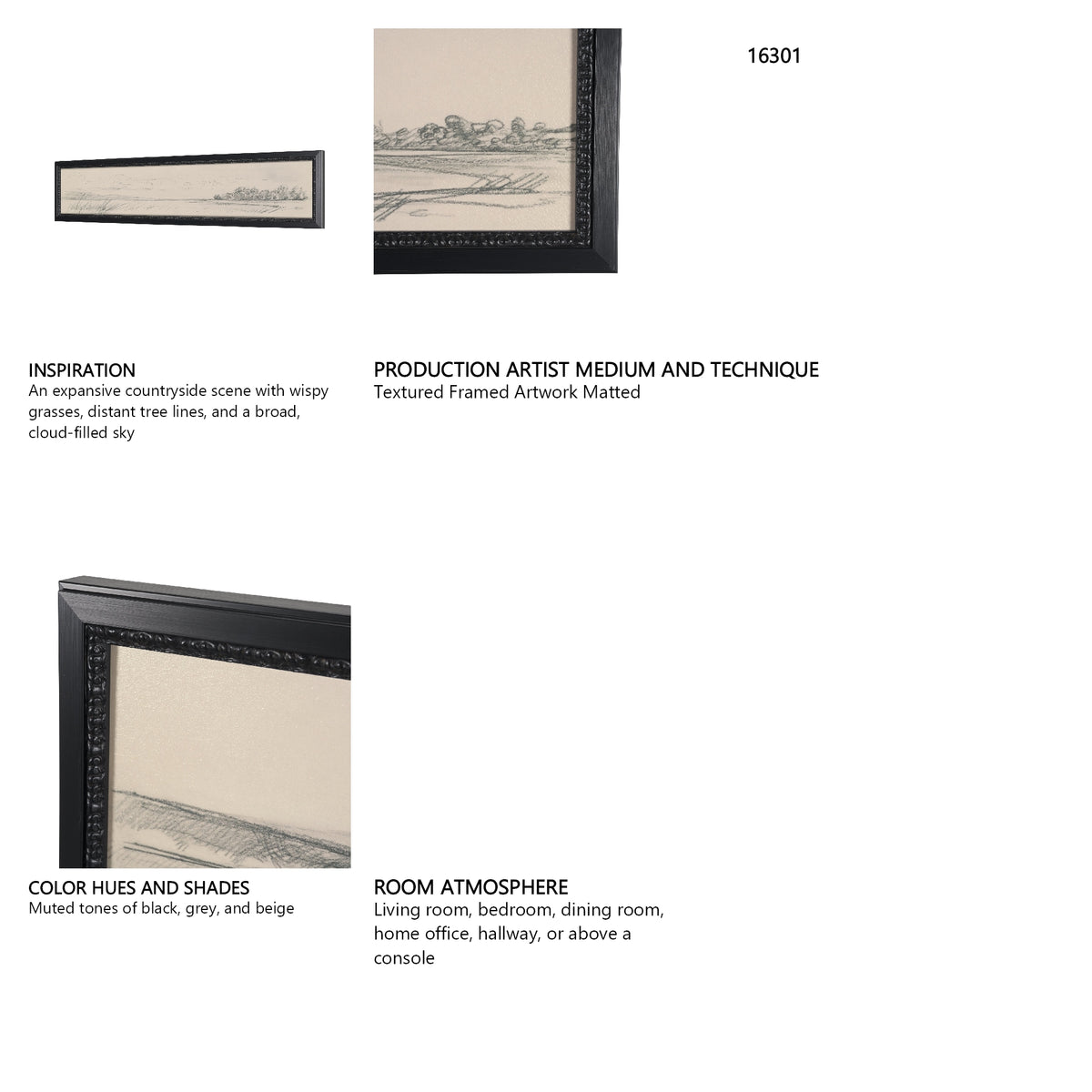 Landscape in Graphite No.3 by Mercana Studio Textured Framed Artwork Matted from Mercana - Luna Furniture