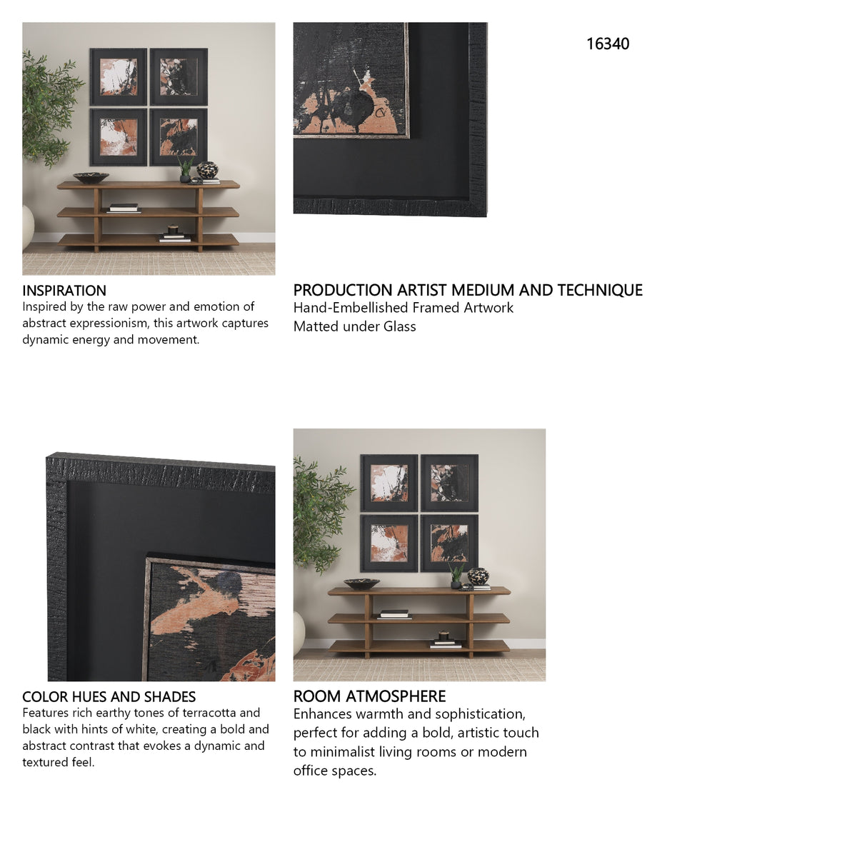 Tones of Sienna II (Set of 2) by Mercana Studio Hand-Embellished Framed Artwork Matted under Glass