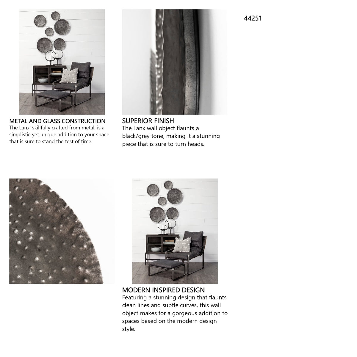 Lanx Set of 3 Decorative Black/Grey Metal Plates from Mercana - Luna Furniture
