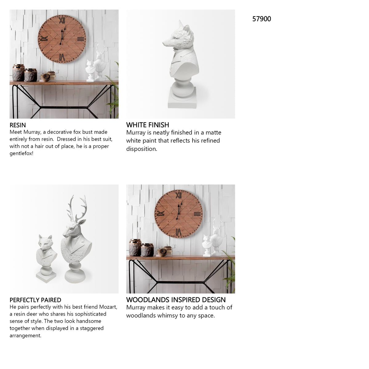Murray 6L x 5W White Resin Business Fox from Mercana - Luna Furniture