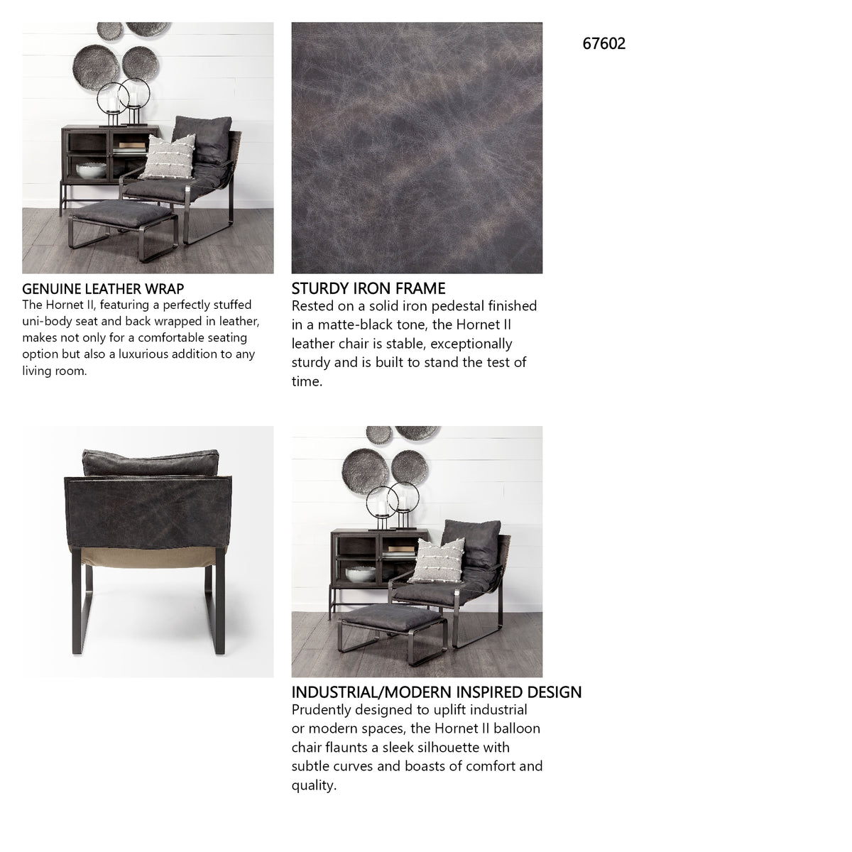 Hornet II Black Leather Body Metal Frame Accent Chair from Mercana - Luna Furniture