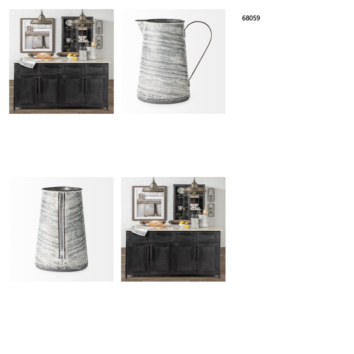 Serena II 11.2H Large Gray/White Textured Metal Jug from Mercana - Luna Furniture