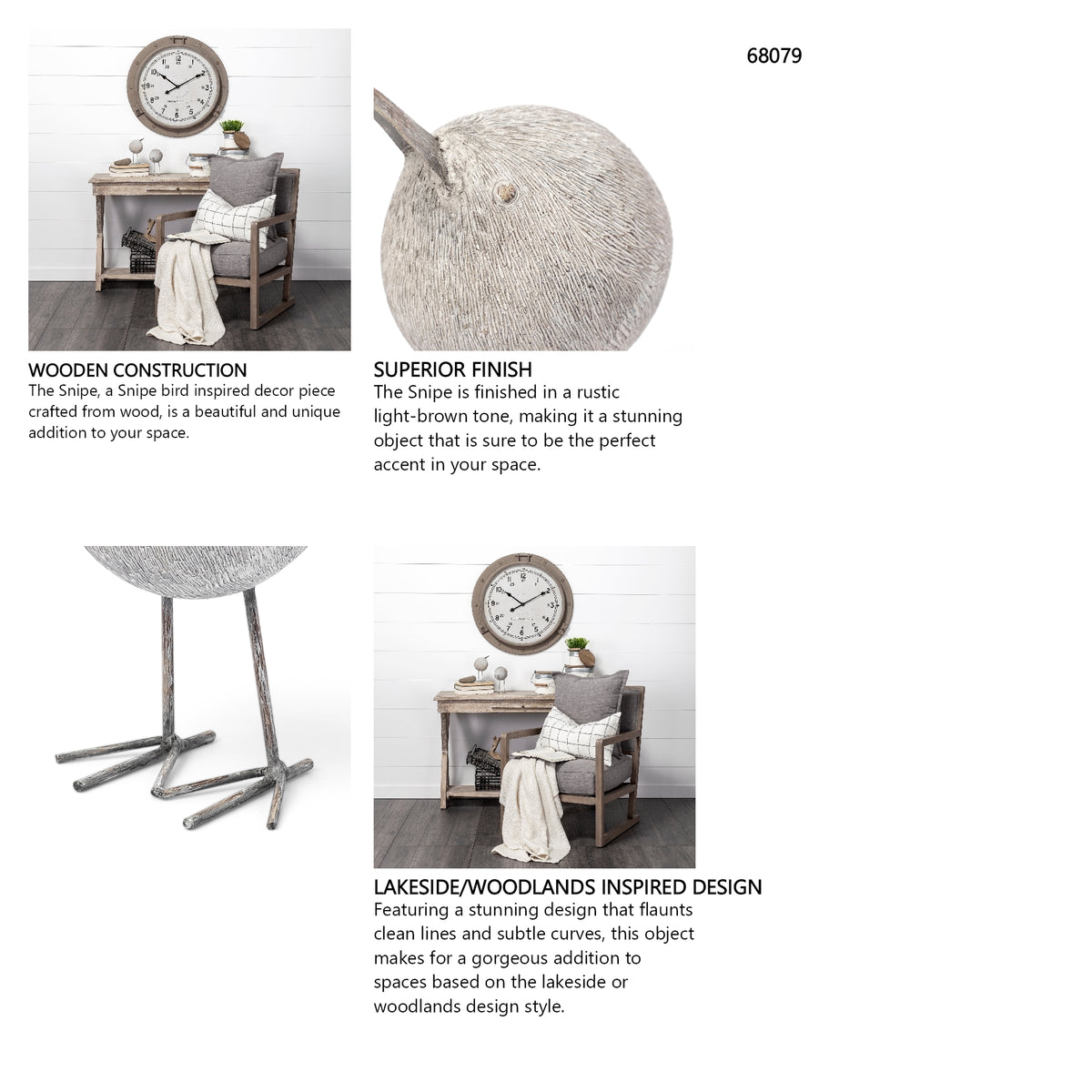 Snipe I 6L x 6W Off-White Resin Bird Ornament W/ Metal Feet from Mercana - Luna Furniture