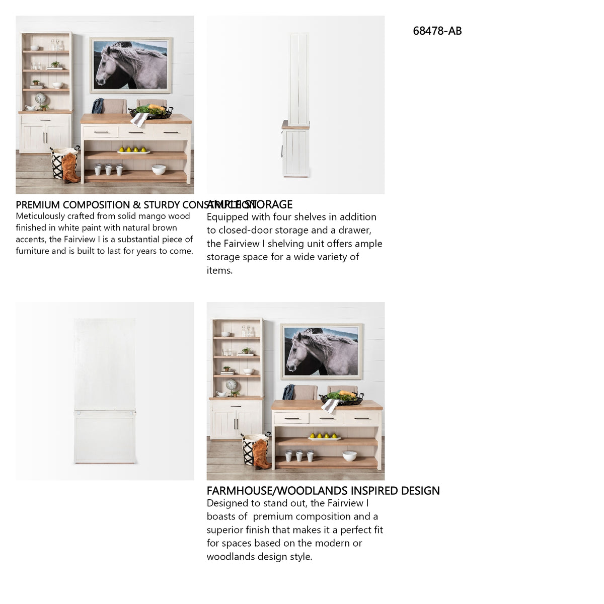 Fairview I White and Medium Brown Wood Three Shelf Shelving Unit from Mercana - Luna Furniture