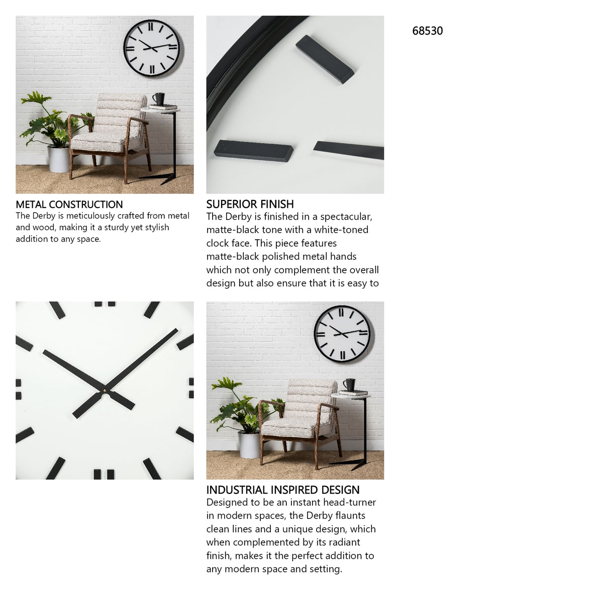Derby 24" Round Oversize Modern Wall Clock from Mercana - Luna Furniture