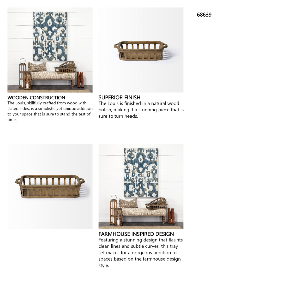 Louis Set of 2 Natural Wood Slated Nesting Trays from Mercana - Luna Furniture