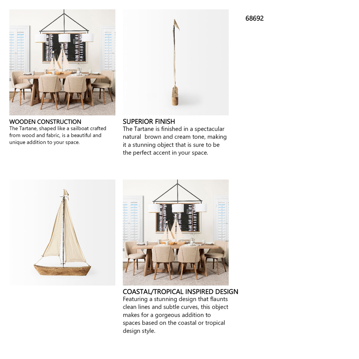 Tartane Large 22L x 2W Brown/Cream Nautical Inspired Sailboat from Mercana - Luna Furniture