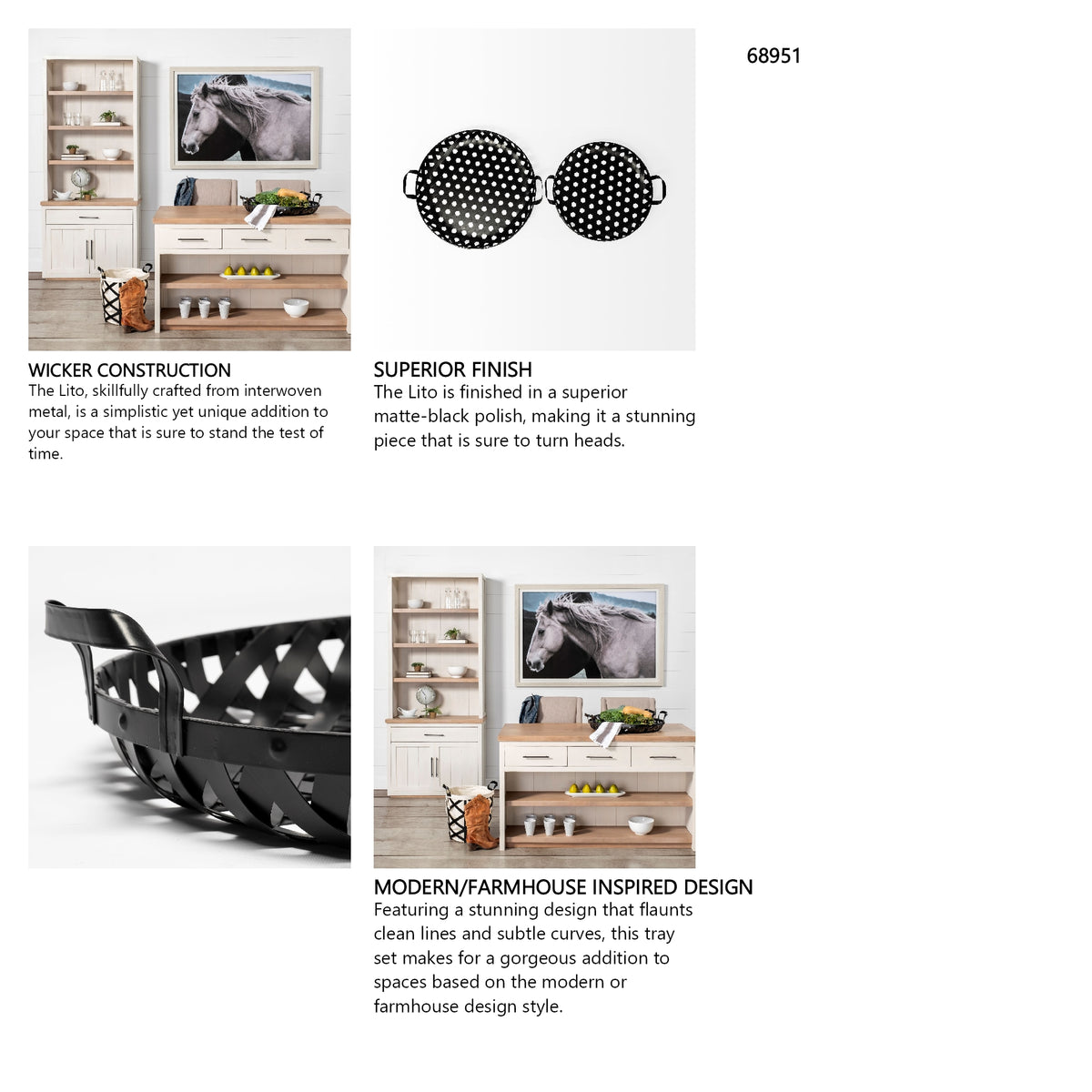 Lito (Set of 2) Black Woven Metal Round Serving Trays from Mercana - Luna Furniture