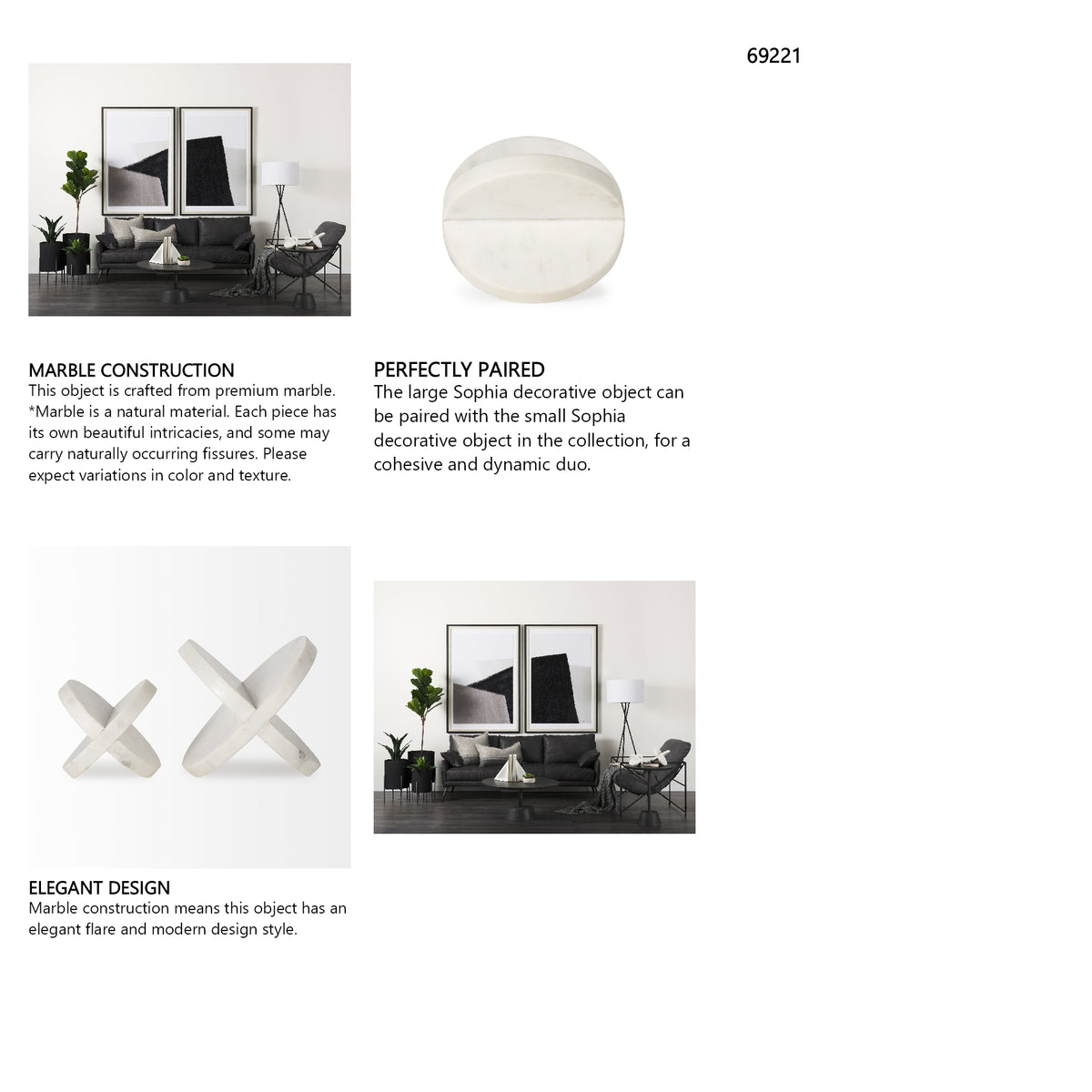 Sophia 6.0"L x 6.0"W x 6.0"H Small Marble Ornament from Mercana - Luna Furniture