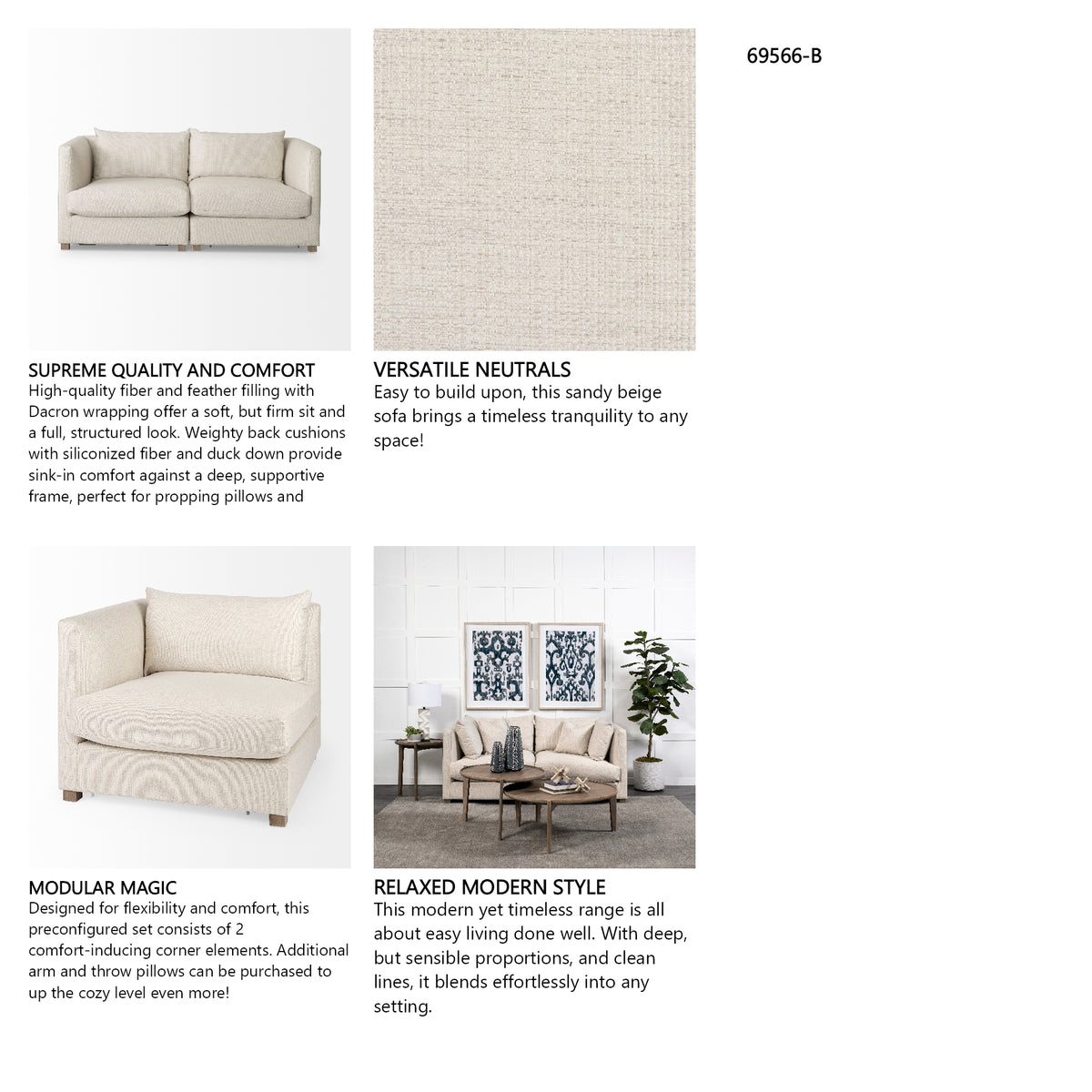 Valence 2 Piece Beige Modular Loveseat from Mercana - Luna Furniture