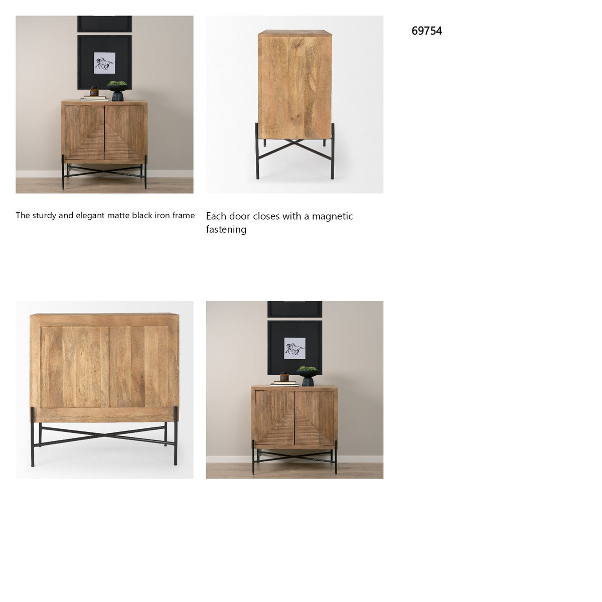 Cairo 36.0L x 19.5W x 36.0H 2 Door Wood and Metal Cabinet from Mercana - Luna Furniture