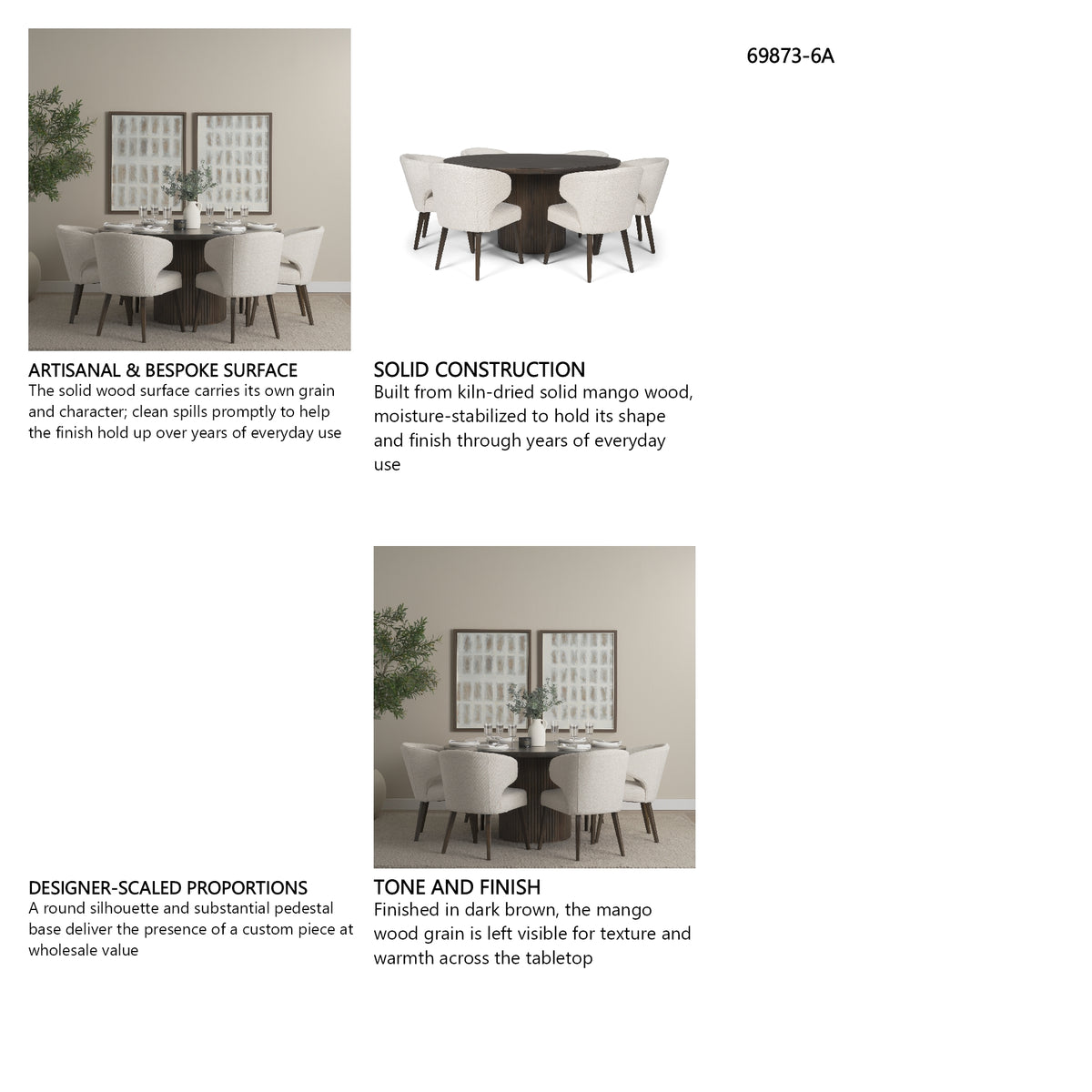 Terra Fluted Dining Table - 6 Niles Chairs from Mercana - Luna Furniture