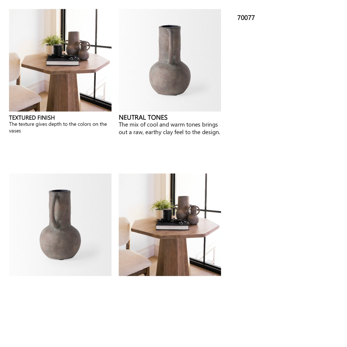Armani 6.7H Brown-Gray Double Ear Vase