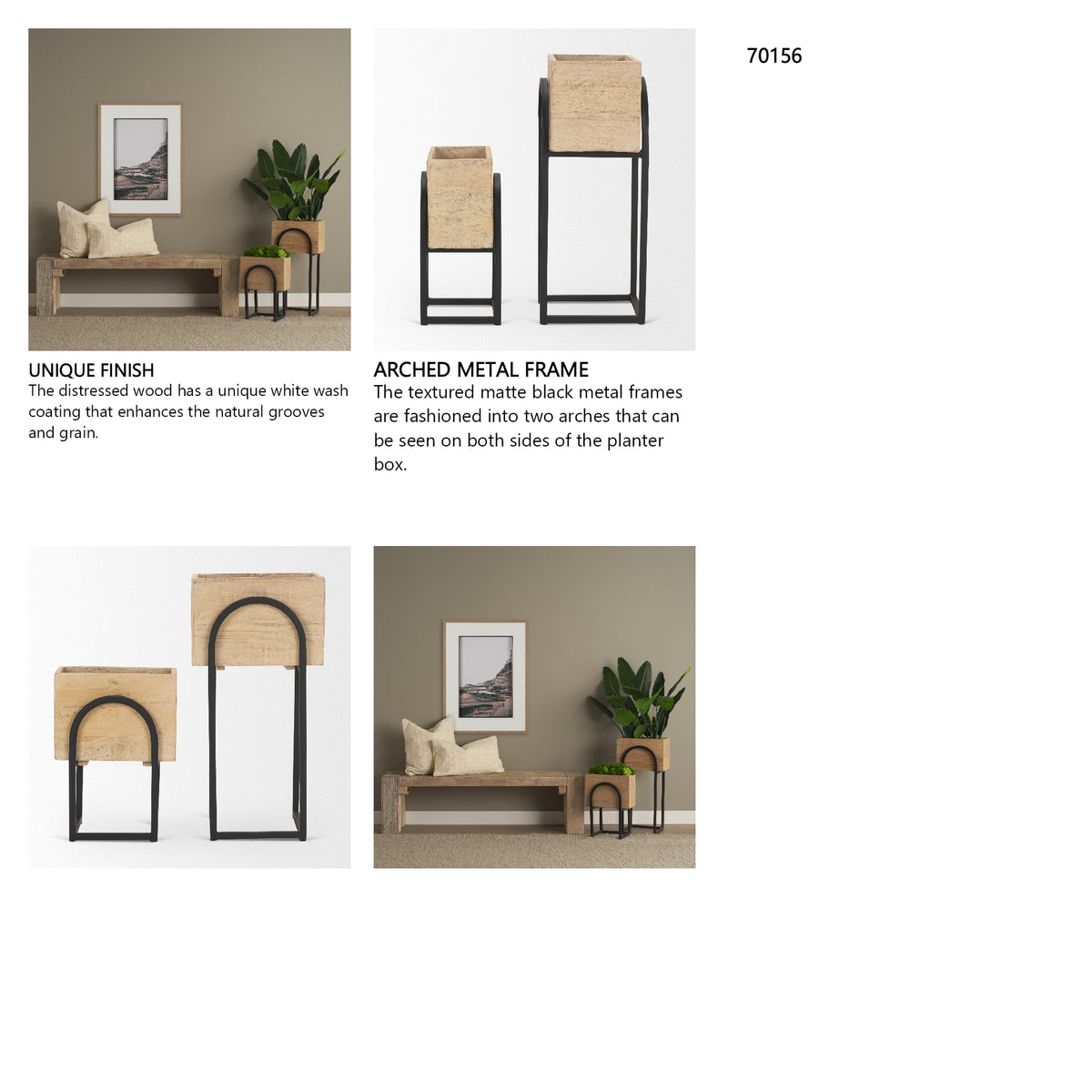 Jadine Set of 2 Beige Wood w/ Black Metal Arch Frames from Mercana - Luna Furniture