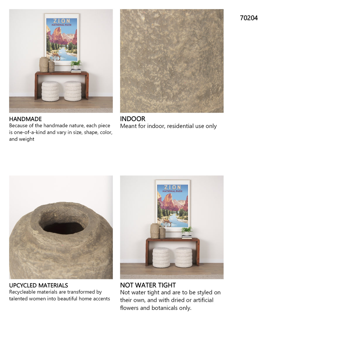 Bala Small Gray Paper Mache Vase
