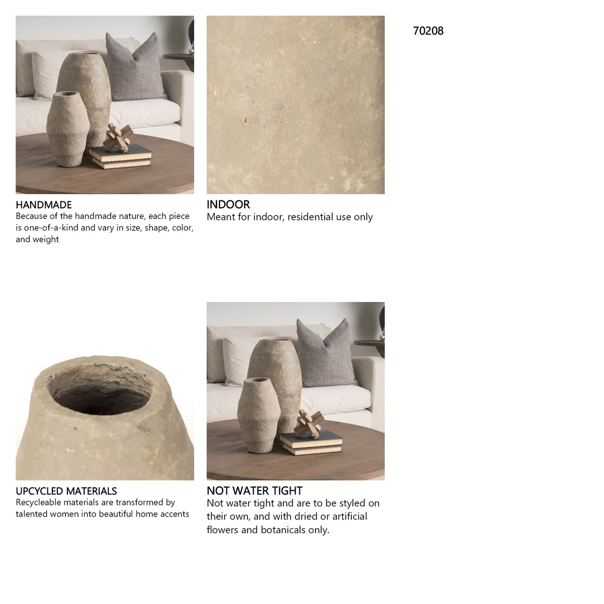 Rundal Small Gray Paper Mache Vase