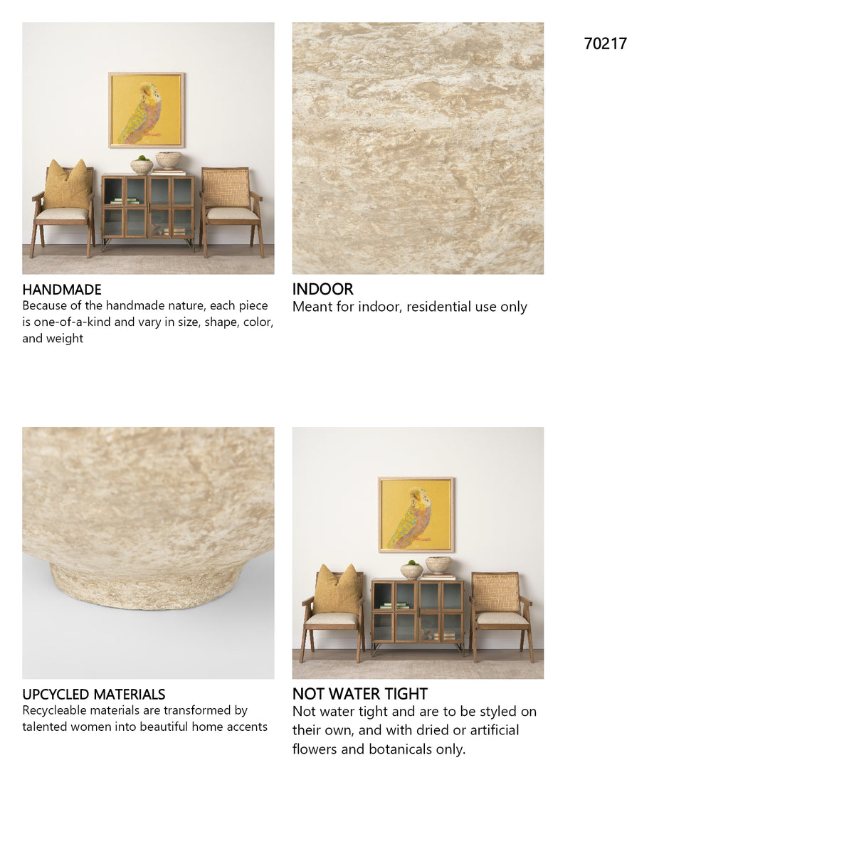 Sonu Set of 2 Beige Paper Mache Half-Pot Bowls from Mercana - Luna Furniture