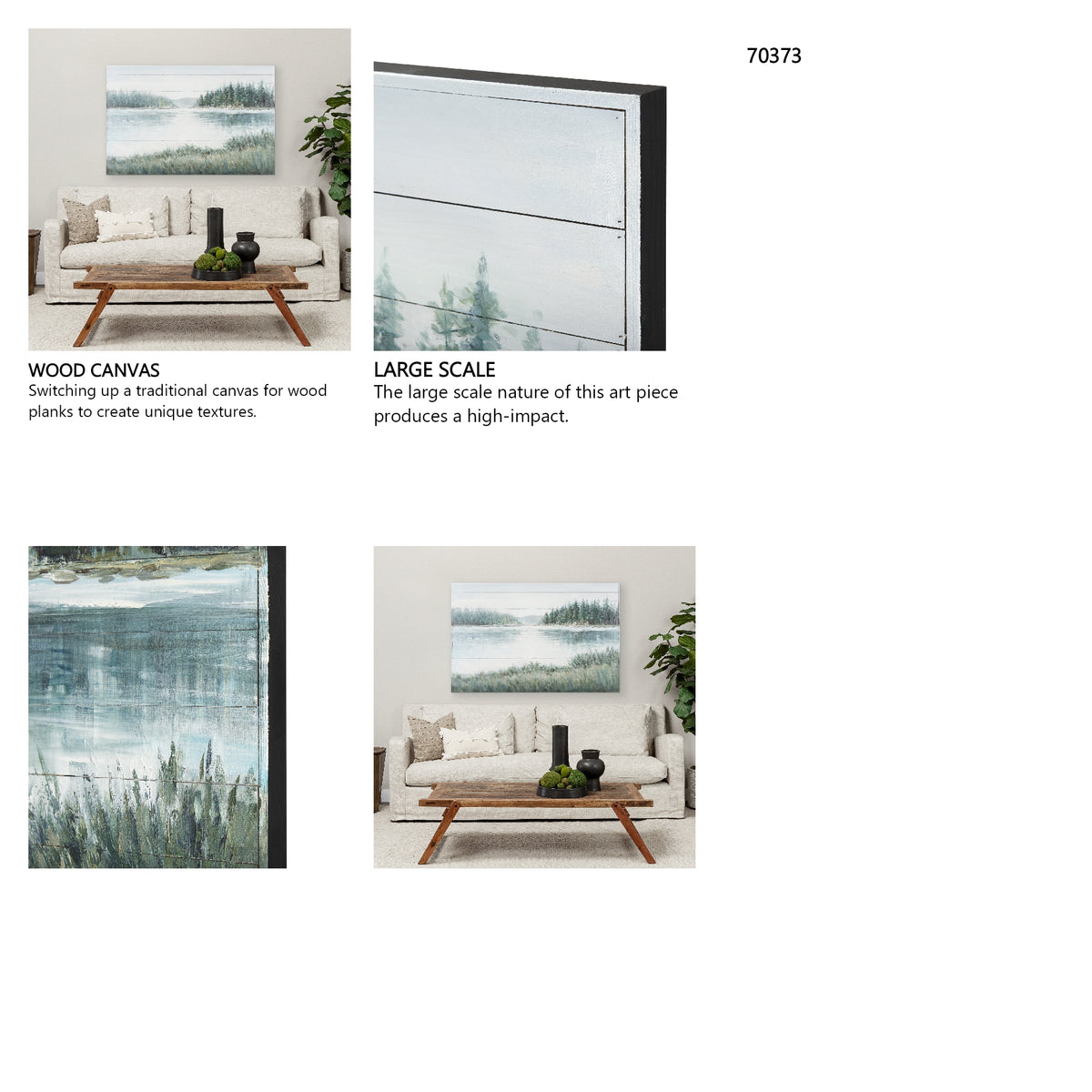 Mere Pond Lake 60x40 Hand Painted on Wood Oil Painting from Mercana - Luna Furniture